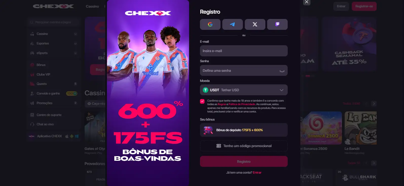 Formulário oficial de registo CHEXX em português