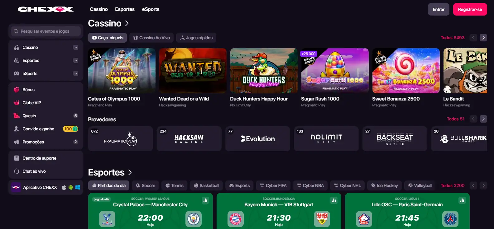 Interface oficial da CHEXX em português